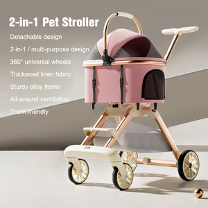 Carrito para Gatos Desmontable con Transportín, Malla Transpirable, Freno de Seguridad para Cachorros y Gatitos, Fácil de Limpiar, Plegable - Product Image 1