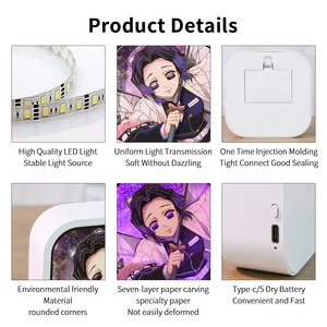 <span class=keywords><strong>Manga</strong></span> che circonda i regali Anime personalizzato Led Light Box, demone <span class=keywords><strong>Slayer</strong></span> Anime ritratto di colori cambiati scatola di luce taglio carta - Product Image 6