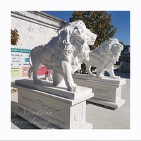 Décoration de jardin extérieur personnalisée sculpture sur pierre art animalier sculpture en marbre blanc statues de lion en granit à vendre