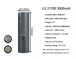 工厂批量库存 M50LT 和 M58T 3.7V 21700 电池芯 5000mah 和 5800mah 锂离子圆柱形 21700 电池 - Product Image 5