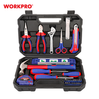 WORKPRO Trousse à outils ménagers 32 pièces Boîte de transport facile Ensemble d'outils domestiques 32 pièces Tournevis Clé à molette Couteau Pince Utilisation quotidienne à la maison