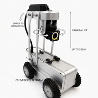 Robot Inspeksi CCTV Pipa Mini 4K, Kontrol Jarak Jauh, Tahan Air, Kamera Angkat & Putar 25cm, Kamera Ganda Depan/Belakang, 8-LED