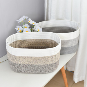 Cotton Woven Storage Basket Rectangle Foldable <b>Laundry</b> Basket Clothing Organizer 100% Cotton Fabric - Product Image 1
