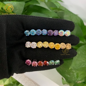 أقراط مويسانيتي وردية ملونة 1 قيراط أزرق أرجواني أحمر اللون أقراط ماسية انفرادية مستديرة للسيدات - Product Image 1