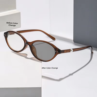 Lunettes de vue photochromiques pour femmes, monture ovale, design imprimé léopard, verres PC pleine monture, effet lifting du visage