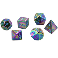 Faible MOQ, logo personnalisé gravé, dés polyédriques creux en alliage de zinc, 7 pièces, nouveau design, vente en gros en usine pour D&D RPG