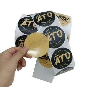 Custom kraft paper label Self adhesive round logo sticker Printing circle product seal label