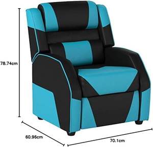 Recién llegado, <span class=keywords><strong>sillones</strong></span> reclinables azules, modernos, ajustables, de cuero PU, para cine en casa, sofá individual, silla reclinable para juegos con almohadas - Product Image 2
