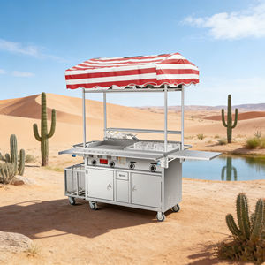 Rust Resistant Stainless Steel 4 Wheel Convertible Mobile Snack Food Cart <b>Grill</b> Built-In Heater 2 Year Warranty for <b>Outdoor</b> Use - Product Image 3