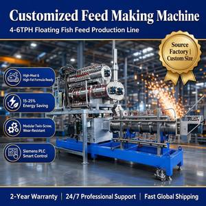 Machine d'extrusion automatique à double vis pour aliments pour poissons, équipement de production de granulés flottants SLG135 4-6TPH, <span class=keywords><strong>prix</strong></span> compétitif - Product Image 1