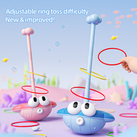 Jeu d'activités 3-en-1 en plastique pour enfants : lancer d'anneaux et jeu de basket-ball avec balles collantes, hauteur réglable, jouets multifonctionnels intérieur/extérieur