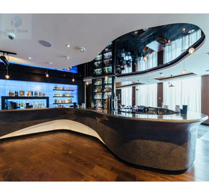 Mostrador de Barra Elegante de Superficie Sólida con Curva Larga, Contemporáneo y Ecológico para Uso en Cafeterías Escolares, Hoteles y Hospitales - Product Image 2