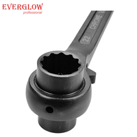 Clé à douille à cliquet pour échafaudage à double extrémité en acier au carbone/CRV 24T/32T 19/22 mm, extrémité conique, poignée avec trou