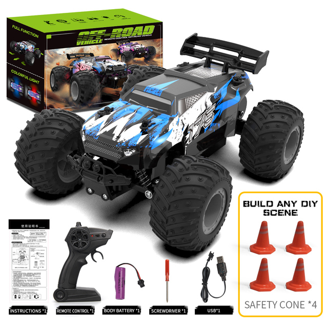JJRC Q175 Dual Motor 1/18 Big Wheel Remote Control Off-Road Vehicle Gorgeous Led Lights Strong Power Rc Car High Speed Toys