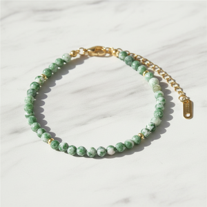 Pulsera de Acero Inoxidable con Baño de Oro PVD de 18k para Mujer, Cuentas de Piedras Preciosas Facetadas de 4mm, Joyería Minimalista de Cristal Curativo, Jade al por Mayor - Product Image 4