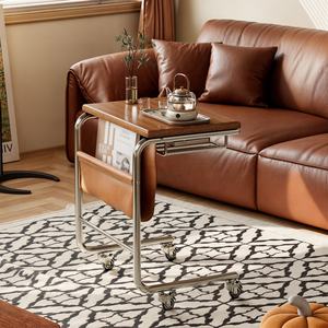 Mesa Auxiliar de Madera Extraíble, Mesa de Altura Ajustable, Mesa de Centro, Mesa Auxiliar de Sofá, Impermeable, para Sala de Estar y Dormitorio - Product Image 4