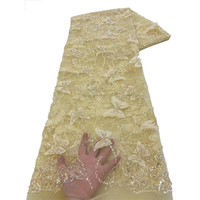 Tissus en dentelle à paillettes NI.AI élégants, tissus en dentelle à paillettes 3D de luxe, tissus en dentelle à paillettes papillon