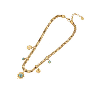 Nouvelles boucles d'oreilles de qualité, style bohème, plaquées or, chaîne épaisse, turquoise, PVD, acier inoxydable 316L, ensembles de bijoux pour femmes - Product Image 5