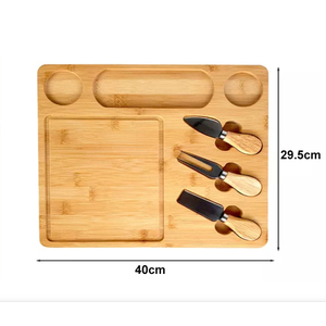 ZB Custom Round Bamboo Cheese Serving and Cutting Board Set Wood Plate Board for Kitchen for Chopping Food Serving - Product Image 5