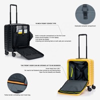 Valise à roulettes rigide à ouverture frontale, légère, en polycarbonate, extensible, multifonctionnelle, portable, avec serrure, de qualité usine