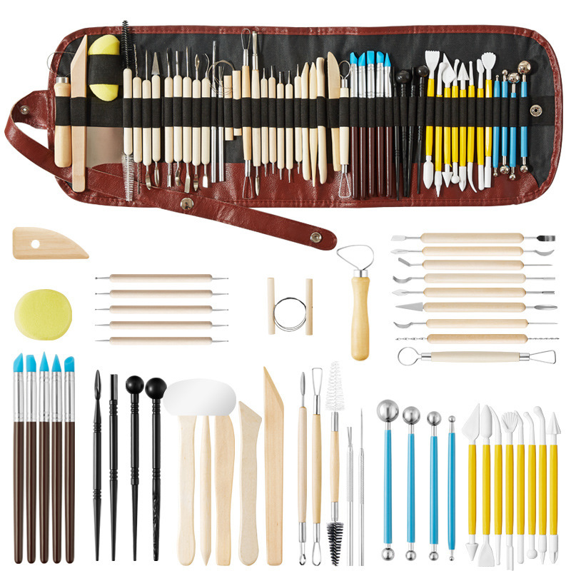 Ensemble d'outils en argile 51 pièces - Sac noir