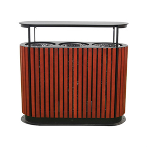 Ngoài Trời Gỗ 3 Trong 1 Thùng Rác Thùng Rác Có Thể Bên Ngoài Vườn Đường Phố Lớn Phân Loại Tái Chế Chất Thải <span class=keywords><strong>Bin</strong></span> Công Cộng 3 Phần Thùng Rác - Product Image 6