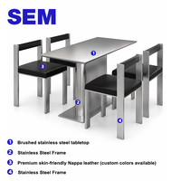 Bancs et tables/chaises muraux en acier inoxydable SEM pour projets de cafés, bars et restaurants (vente en gros)