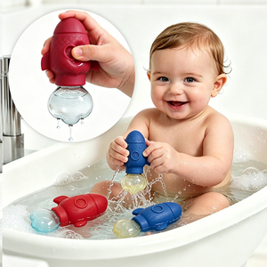 Juguetes de Baño de Silicona para Bebés, Cohete Espacial que Rocía Agua, Juego de Bañera para Niños Pequeños, Diversión al Bañarse - Product Image 2