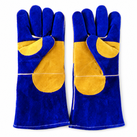 Gants de soudage de 15 pouces en cuir de vachette renforcé, paume jaune, coutures résistantes au feu, résistants à la chaleur pour soudeurs