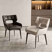 Chaise de salle à manger moderne en cuir à dossier ajouré motif griffe de chat, avec accoudoirs, pieds en acier carbone, chaise d'appoint pour salle à manger, cuisine, maison