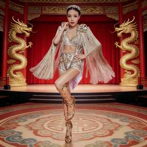 Traje de Baile <span class=keywords><strong>Gogo</strong></span> Personalizado para Mujer, Vestidos de Actuación para Discotecas y DJ, para Cantantes y Bailarines - Product Image 4