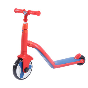 Trottinette enfant 2 en 1 avec siège réglable en hauteur pour enfants de 1 à 8 ans, à pousser, rouge et bleue - Product Image 1