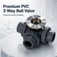 Vanne à boisseau sphérique électrique trois voies DN20 PVC PN10 à raccord fileté, résistante aux acides et aux alcalis, 24V DC pour le traitement de l'eau, OEM Radiant