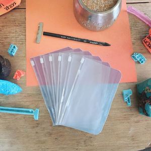Pochettes transparentes en PVC givré A5 A6 A7 avec logo personnalisé, durables, flexibles, à 6 trous, avec fermeture éclair, pour classement - Product Image 4