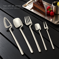 Fourchette, cuillère et spatule à gâteau vintage en argent avec manche irrégulier pour service de pâtisserie – Idéal pour le thé de l'après-midi au café