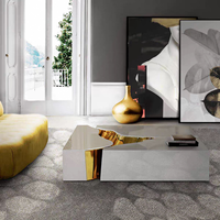 Table basse rectangulaire de luxe, table basse moderne en acier inoxydable pour villa et manoir, table centrale design
