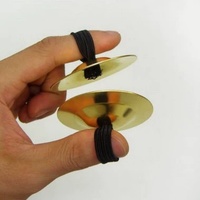 Brass Stainless Steel Orff Percussion Instrument Stage Dance Teaching Musical Tool Elastic Finger Strap Finger Cymbal