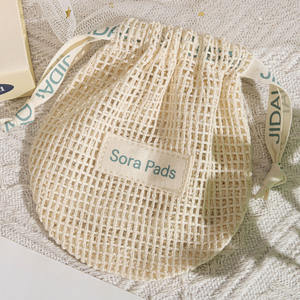 Sac <span class=keywords><strong>en</strong></span> maille de coton <span class=keywords><strong>lavable</strong></span> portable imprimé de logo personnalisé pour savon sac <span class=keywords><strong>en</strong></span> filet <span class=keywords><strong>en</strong></span> coton à cordon cadeau naturel - Product Image 3