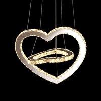 Lustre en cristal en forme de coeur-Design à double anneau LED 3 couleurs Température Dimmable Éclairage romantique pour chambre Salon