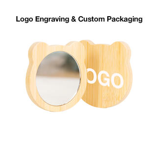 Espejo de Bambú Portátil Mini Redondo con Acabado Bronce y Logotipo Láser, Iluminado, de una Sola Cara, para Viajes y Cuidado Diario - Product Image 5