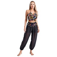 Danse du ventre Sequin Crop Tops Pantalon Costume Festival Club Rave Tenues fantaisie