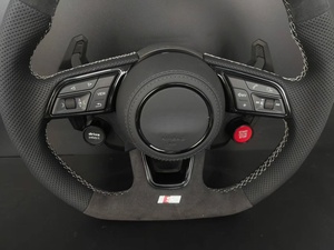 Volante de Fibra de Carbono y Gamuza para <span class=keywords><strong>Audi</strong></span> <span class=keywords><strong>A3</strong></span> A4 A5 A6 Q3 Q5 Q7 S6 TT con Selector de Conducción y Botón de Encendido/Apagado - Product Image 4