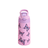 Bouteille d'eau isotherme en acier inoxydable à double paroi de 370 ml de qualité alimentaire avec paille, mignonne, pour enfants à l'école
