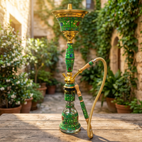 Chicha ovale de luxe en acier inoxydable laqué, style arabe égyptien, avec refroidisseur intégré, faite à la main, plaquée or et mosaïque de nacre