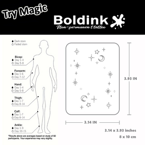 <span class=keywords><strong>Tatuaje</strong></span> Semipermanente Boldink Negro con Diseño de Estrella y <span class=keywords><strong>Luna</strong></span> Brillante, Resistente al Agua, Larga Duración (2 Semanas), Tinta Jagua - Product Image 4