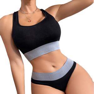 Ensembles soutien-gorge et culotte en gros pour femmes – Ensemble de sous-vêtements de yoga côtelés respirants et sans couture – Ensembles soutien-gorge de sport et culottes pour femmes - Product Image 3