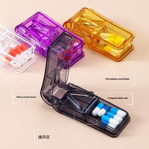 เครื่องตัดยาพลาสติกแบบพกพา หลายสี โปร่งใส ดีไซน์สร้างสรรค์ พร้อมที่เก็บในตัว - Product Image 1