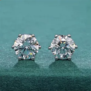 VOAINO 18K 14K 9K gold 0.5 ct*2 Six-prong bling lab grown diamond fine jewelry earring studs for gift