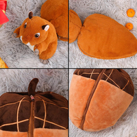 A127 peluche personnalisée réversible écureuil pomme de pin poupée en peluche avec fermeture éclair mignon doux oreiller décoration écureuil géant en peluche