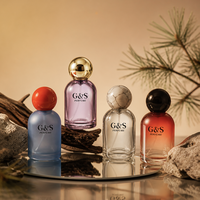 Flacon de parfum en verre de luxe personnalisé de 50 ml, bouchon rond, conteneur de parfum vide